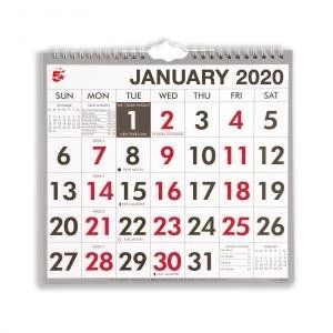 Office 2020 Wall Calendar Month to View Wirebound 135gsm Paper