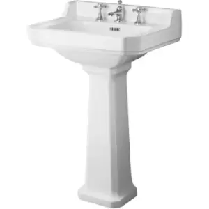 Hudson Reed - Richmond Basin and Full Pedestal 560mm w - 3 Tap Hole