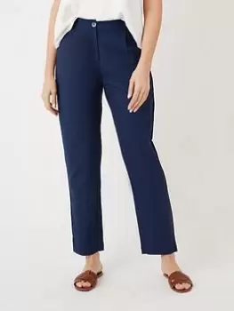 Wallis Linen Look Trousers - Navy, Blue, Size 16, Women