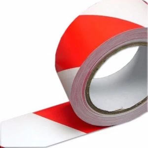 Marcwell Red and White 50mm X 33m Floor Marking Hazard Warning Tape
