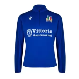 Macron Italy Rugby Quarter Zip Top 2023 2024 Adults - Blue