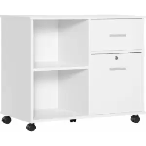 Filing Cabinet Mobile Printer Stand w/ Drawer for A4 Size Files, White - Vinsetto