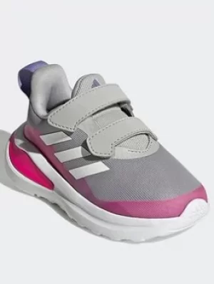 adidas Fortarun Double Strap Running Shoes, Grey/White/Pink, Size 9