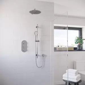 Concealed Thermostatic Mixer Shower with Wall Mounted Rain Shower Head - Flow