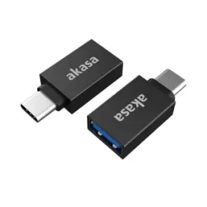 AKASA AK-CBUB62-KT02 Data Adapter USB 3.2 Gen 2 Type-C (M) to USB 3.2 Gen 2 Type-A (F) Adapter Black SuperSpeed USB up to 10Gbps Data 3A/5V Fast Charg