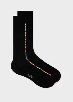 Paul Smith Black 'Signature Stripe' Central Trim Socks