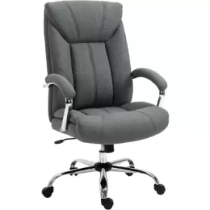 Vinsetto - High Back Home Office Chair Swivel Linen Fabric Desk Armchair, Grey - Grey