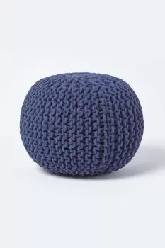Round Cotton Knitted Pouffe Footstool