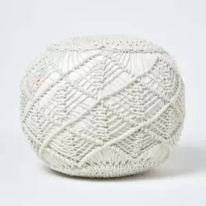 Natural Crochet Knitted Pouffe 40 x 50cm - Natural - Homescapes