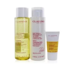 ClarinsPerfect Cleansing Set (Normal to Dry Skin): Cleansing Milk 200ml+ Toning Lotion 200ml+ Comfort Scrub 15ml+ Bag 3pcs+1bag