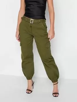PixieGirl Petite Belted Cuff Jogger - Green, Size 12, Women