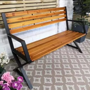 Kendal 2 Person Outdoor Modern Cross Design Metal Wooden Garden Patio Bench