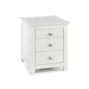 Stirling White 3 Drawer Bedside Cabinet, white