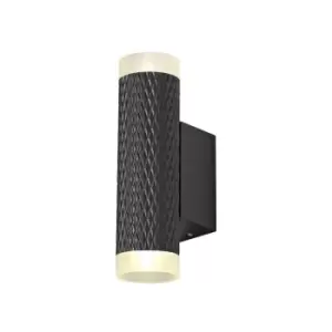 2 Light Wall Lamp GU10, Sand Black, Acrylic Rings - Luminosa Lighting