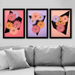 3SC126 Multicolor Decorative Framed Painting (3 Pieces)