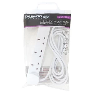 Daewoo 4-Way 3m Extension Lead - White