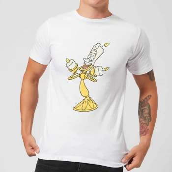 Disney Beauty And The Beast Lumiere Distressed Mens T-Shirt - White - XS