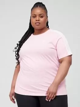 adidas 3 Stripes Tee (Plus Size) - Pink, Size 3X, Women