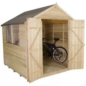 7x7ft Forest Wooden Overlap Pressure Treated Apex Shed -incl. Installation
