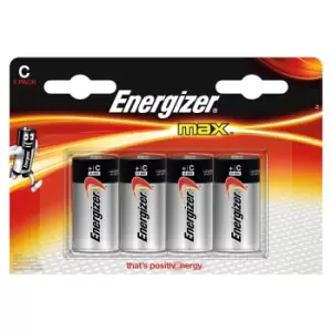 Energizer E300129300 Alkaline Battery, 1.5V, Size C, 4Pk