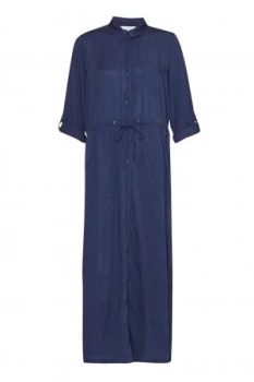 French Connection Altman V Solid Maxi Shirt Dress Blue