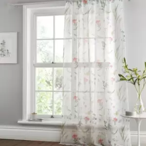 Dreams & Drapes Spring Glade Floral Print Slot Top Voile Curtain Panel, Multi, 55 x 48 Inch