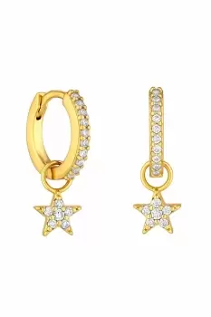 14K Gold Plated Recycled Cubic Zirconia Star Huggie Earrings - Gift Pouch
