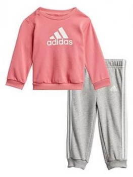 adidas Unisex Infant I Badge Of Sport Jog Pant Set - Pink/Grey, Size 3-4 Years, Women