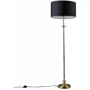 Antique Brass Floor Lamp with Fabric Lampshade - Minisun