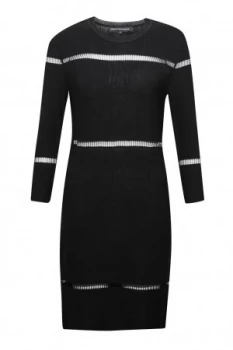 French Connection Danni Ladder Stitch Knitted Dress Black