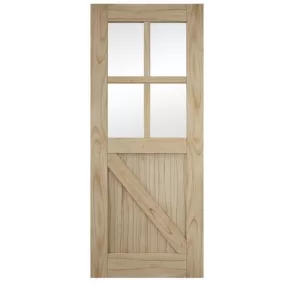 JELD-WEN Mindi Framed Ledged and Braced Unfinished Glazed Internal Sliding Barn Door - Elegant Track