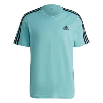 Adidas 3 Stripe Essential T Shirt Mens - Mint/Black