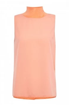 French Connection Crepe Light Mock Neck Top Coral