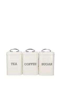 Antique Cream Tea, Coffee and Sugar Canisters in Gift Box, Steel