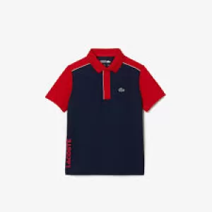 Boys Lacoste SPORT Ultra-Dry Pique Polo Size 14 yrs Red / Navy Blue