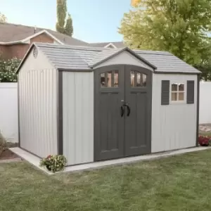 Lifetime 12.5x8 Heavy Duty Plastic Shed - Brown Grey/White