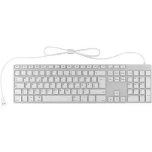 Keysonic KSK-8022MacU USB Keyboard German, QWERTZ, Macintosh Silver, White Non-slip