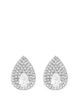 Jon Richard Rhodium Plated Cubic Zirconia Pear And Pave Stud Earrings, Silver, Women