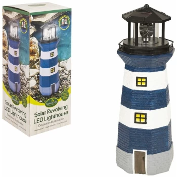 11280 Solar Revolving LED Lighthouse/Blue and White / 40cm High/Auto-On At Dusk/Unique Garden Decoration - Gardenkraft
