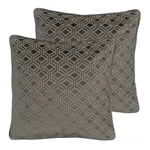 Paoletti Avenue Twin Pack Polyester Filled Cushions Grey