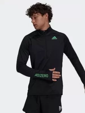 adidas Adizero Warm 1/2 Zip Long-sleeve Top, Black, Size S, Men