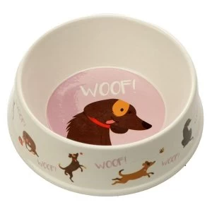Bamboo Composite Catch Patch Woof Dog Bowl