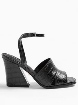 Topshop Saffron Crocodile Print Chunky Sandals - Black, Size 3, Women