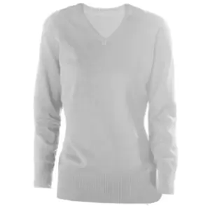 Kariban Womens/Ladies Cotton Acrylic V Neck Sweater (XXL) (Grey Melange)