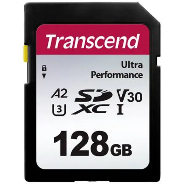 Transcend TS64GSDC340S SDXC card 128GB A1 Application Performance Class, A2 Application Performance Class, v30 Video Speed Class, UHS-Class 3 shockpr