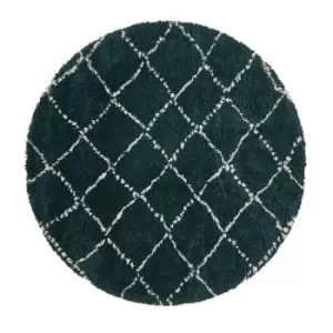 Berber Style Dark Green Circular Rug