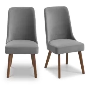 Huxley Set of 2 Dining Chairs Grey Chenille Grey