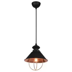 Larissa Lighting - Larissa Razgrad Dome Ceiling Pendant Light 1x E27 Black Copper