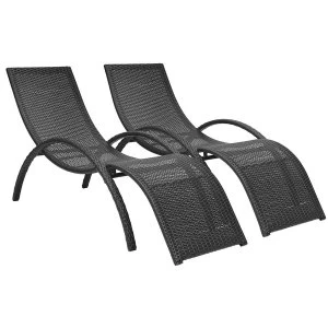 Charles Bentley Curved Rattan Sun Lounger Pair