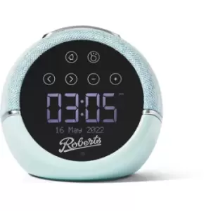 Roberts DAB FM Bluetooth bedside alarm clock with sleep sounds & device charging - Duck Egg